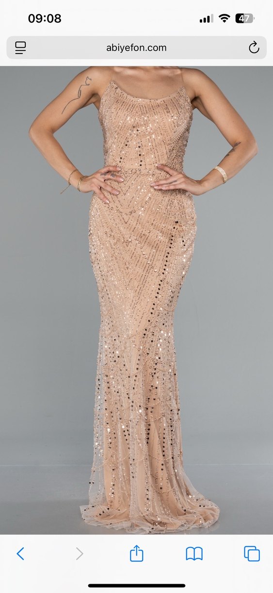 Boncuk İşlemeli Straplez Uzun Abiye Elbise - Görsel 3