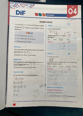 TYT Matematik-B Ders İşleme Föyleri