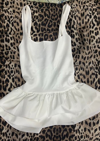 Zara Zara Beyaz Keten Mini Fırfırlı Bustiyer