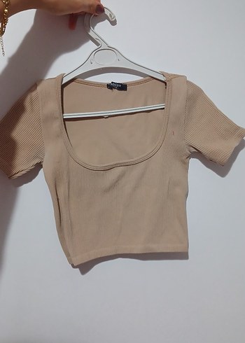 Bej Kadın Kısa Crop Top