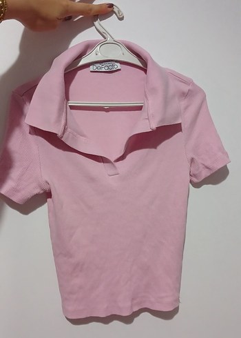Pembe Polo Yaka Tişört