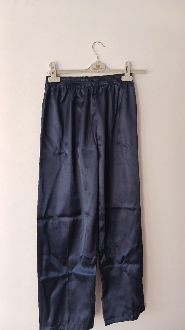 Düğmeli Lacivert Saten Erkek Pijama Takımı - Görsel 5