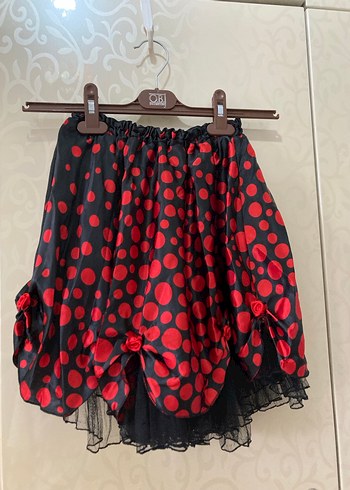 Kırmızı Puantiyeli Tütülü Saten Etek - Görsel 2