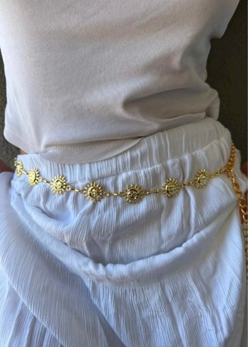 güneş ve ay desenli bel zinciri Gold ve silver seçeneği ile
