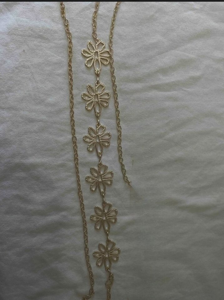 Çiçek Desenli Gold bel zinciri - Görsel 2