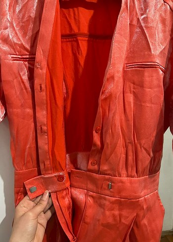 Turuncu Parlak Kadın Tulum - Görsel 4