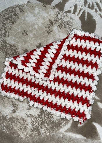 Kırmızı Beyaz Örgü Banyo lifi - Görsel 2