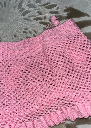 Pembe Dantel Detaylı Örgü Midi Etek kız çocuk - Görsel 4