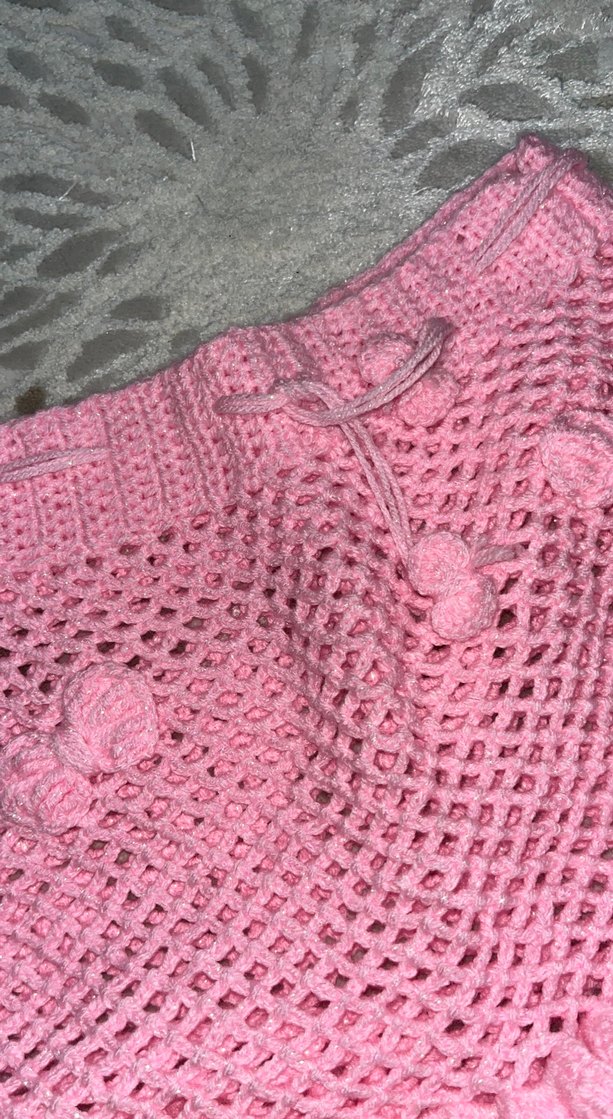 Pembe Dantel Detaylı Örgü Midi Etek kız çocuk - Görsel 2