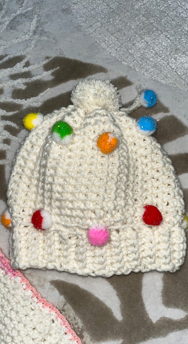 Renkli Ponponlu Örgü Çocuk Bere ve Atkı Seti - Görsel 3