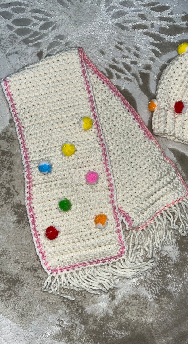 Renkli Ponponlu Örgü Çocuk Bere ve Atkı Seti - Görsel 2