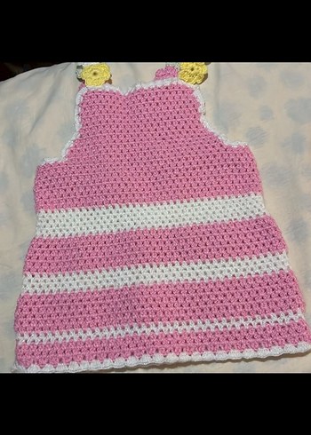 Kız Çocuk Çok Renkli Örgü Bohem elbise - Görsel 3