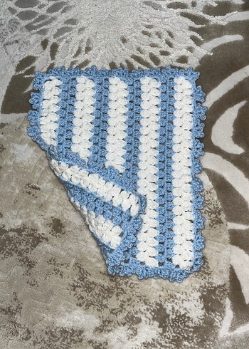 Mavi ve Beyaz Örgü Banyo lifi - Görsel 2