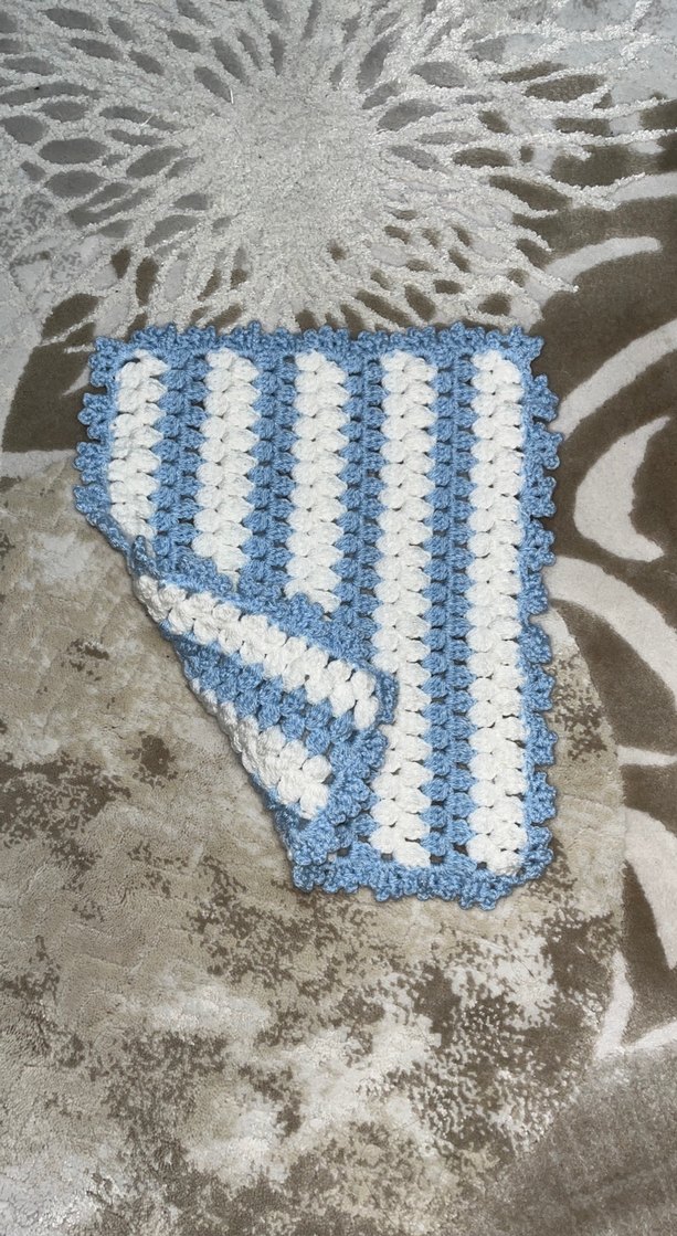 Mavi ve Beyaz Örgü Banyo lifi - Görsel 2