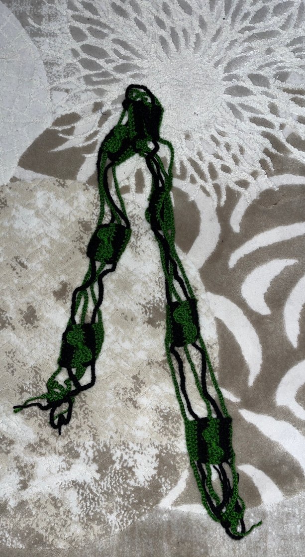 Yeşil Örgü Gotik Kadın Eldivenleri ve boyunluk - Görsel 2