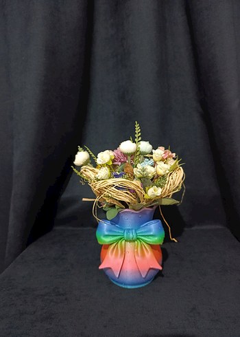 Renkli Fiyonk Detaylı Vazo - Görsel 4