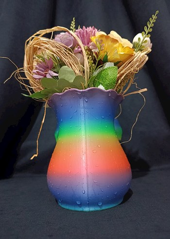 Renkli Fiyonk Detaylı Vazo - Görsel 3