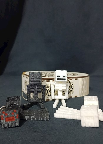 Minecraft Siyah ve Beyaz İskelet Figürleri Anahtarlık 3D - Görsel 2