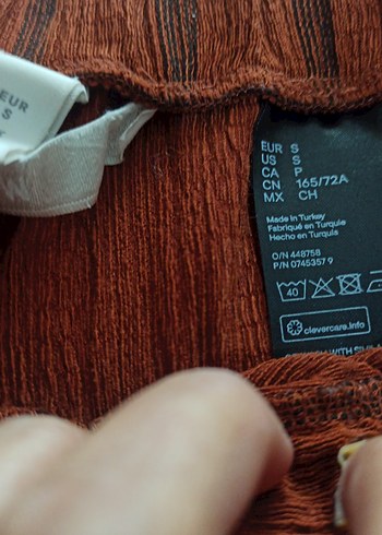 H&M Drapeli Kahverengi Keten Uzun Etek