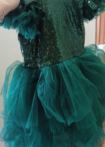 Koyu Yeşil Gotik Kız Çocuk Elbisesi - Görsel 3