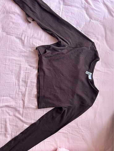 H&M gri uzun kollu crop