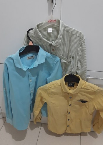 Sarı Pamuklu Uzun Kollu Erkek Gömlek 6 7 yaş Mavi Gömlek 7 8 yas - Görsel 2