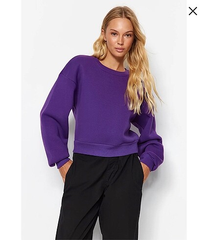 Trendyolmilla Mor Crop Sweatshirt