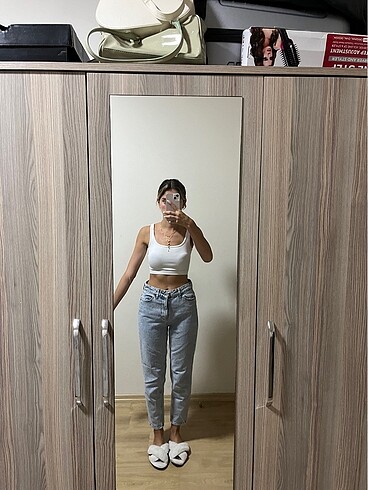 Açık Renkli Mom Jean