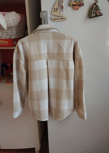 Bej Ekose Desenli Düğmeli Gömlek - Görsel 2