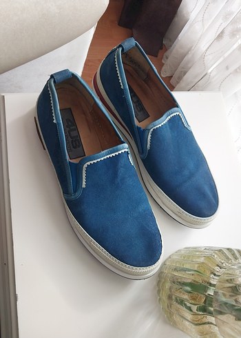 Mavi Süet Erkek Espadril Velcro Detaylı - Görsel 2