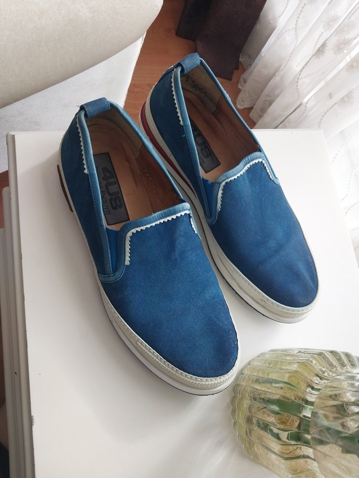 Mavi Süet Erkek Espadril Velcro Detaylı - Görsel 2