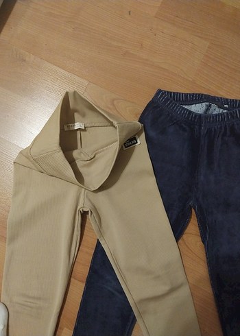 Kız Çocukları İçin Kahverengi ve Gri Kot Tayt - Görsel 2