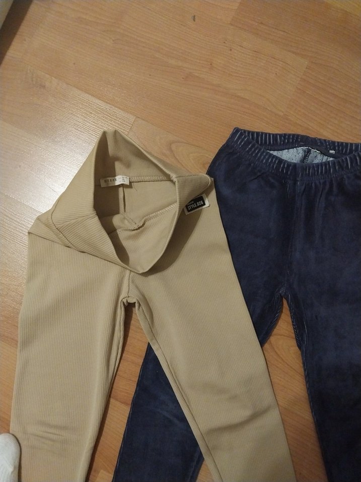 Kız Çocukları İçin Kahverengi ve Gri Kot Tayt - Görsel 2