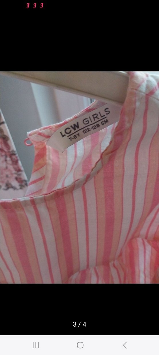 Pembe Kız Çocuk Fırfırlı Kısa Kollu Bluz - Görsel 2