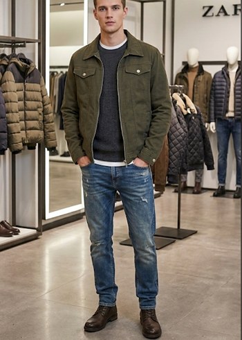 Zara Erkek Denim Ceket