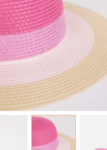 Pembe Pilili Bohem Geniş Kenarlı Kadın Şapka - Görsel 2