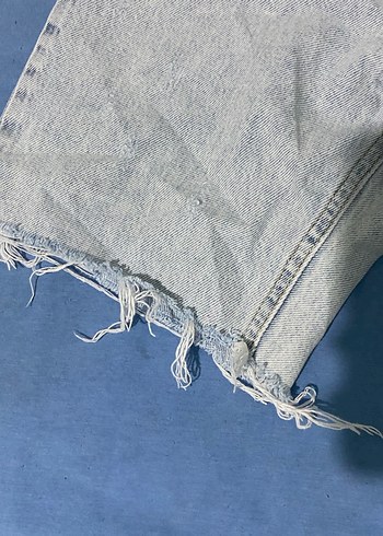 s Beden Kadın gri Mavi Bol Kesim Mini Denim Şort