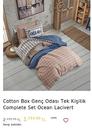 Cotton Box Genç Odası Lastikli Tek Kişilik Complete Set Ocean