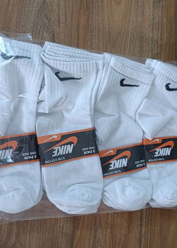 12 ÇİFT ORJİNAL NIKE BEYAZ KOLEJ ÇORAP - Görsel 3