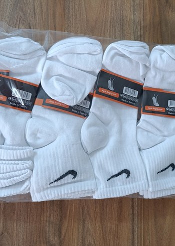 12 ÇİFT ORJİNAL NIKE BEYAZ KOLEJ ÇORAP - Görsel 4