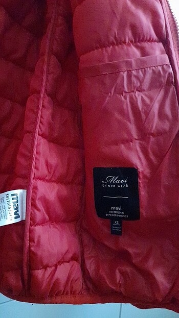 xs Beden kırmızı Renk Mavi jeans kırmızı kapuşonlu ince mont