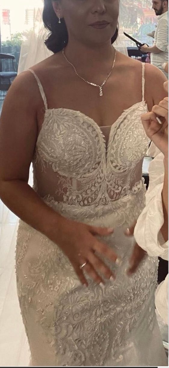 Straplez Beyaz Balık Kesim Gelinlik - Görsel 3