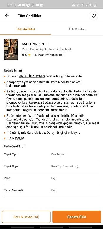 38 Beden Bej Bağcıklı Sandalet