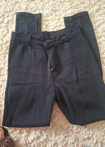 Siyah Rahat Kesim Midi Kot Pantolon - Görsel 5