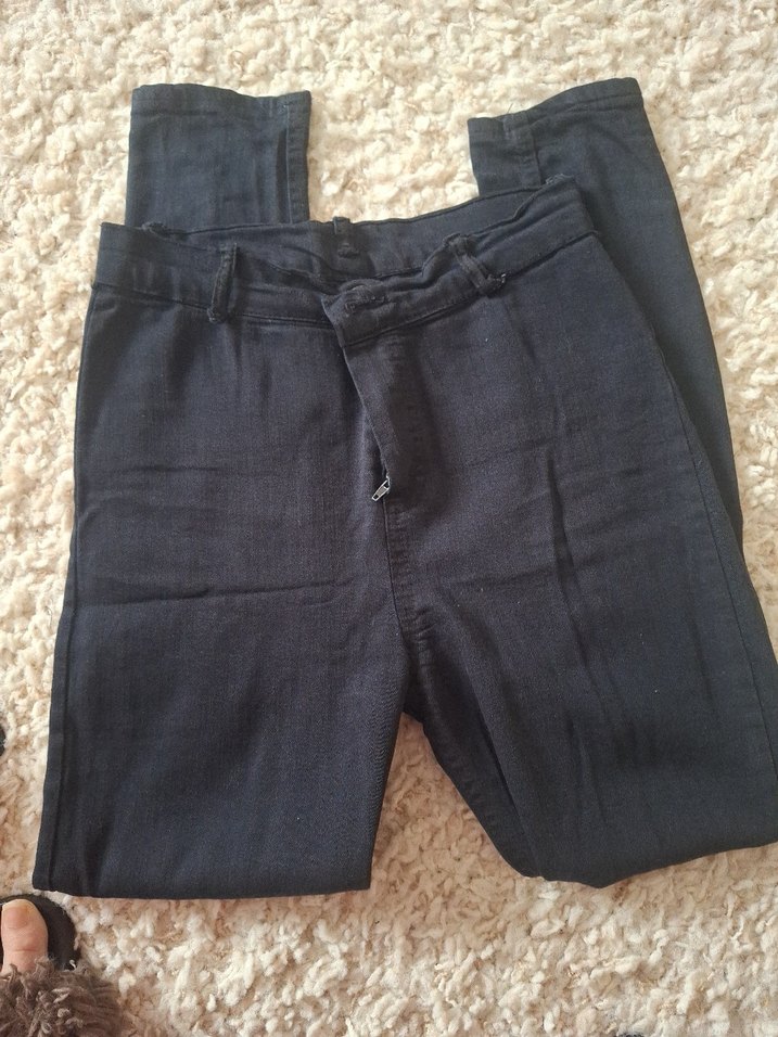 Siyah Rahat Kesim Midi Kot Pantolon - Görsel 5