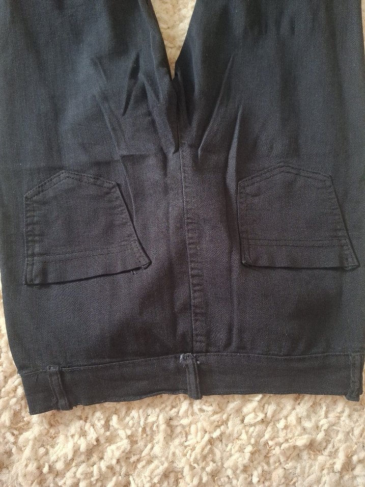 Siyah Rahat Kesim Midi Kot Pantolon - Görsel 3