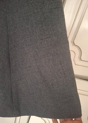 Düğmeli Gri Midi  Etek - Görsel 3