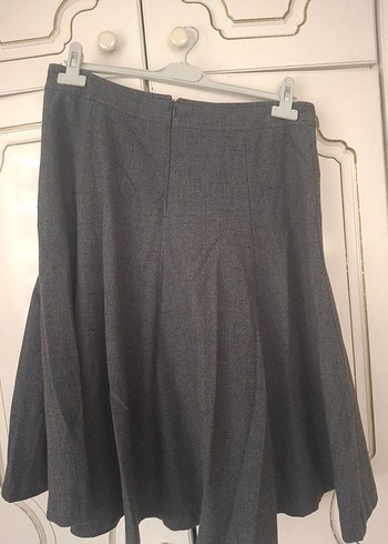 Düğmeli Gri Midi  Etek - Görsel 2