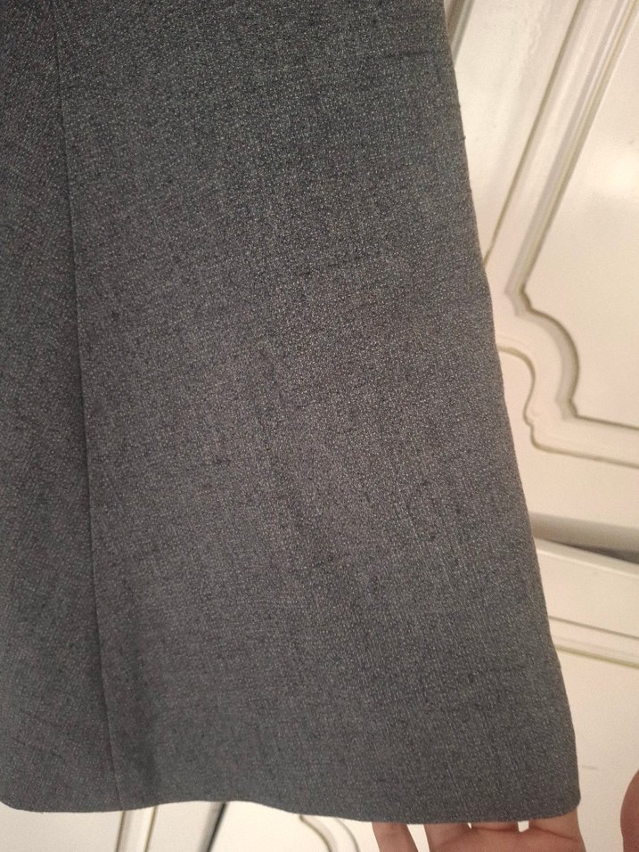 Düğmeli Gri Midi  Etek - Görsel 3