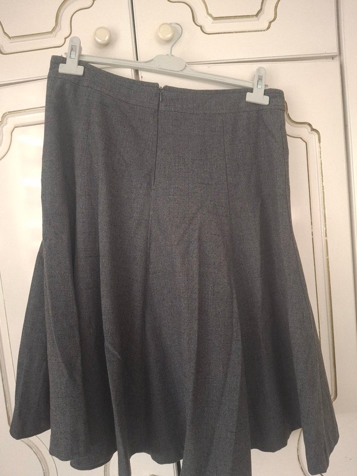 Düğmeli Gri Midi  Etek - Görsel 2